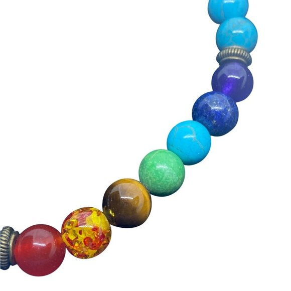 Gemstone Bracelets Rainbow Birthstone Crystal Beads Elastic 8mm 7.5 in Unisex - Picture 7 of 7